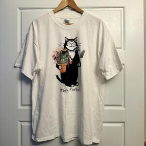 Gildan Hairy Potter Graphic Garden Cat T-shirt Sz XL